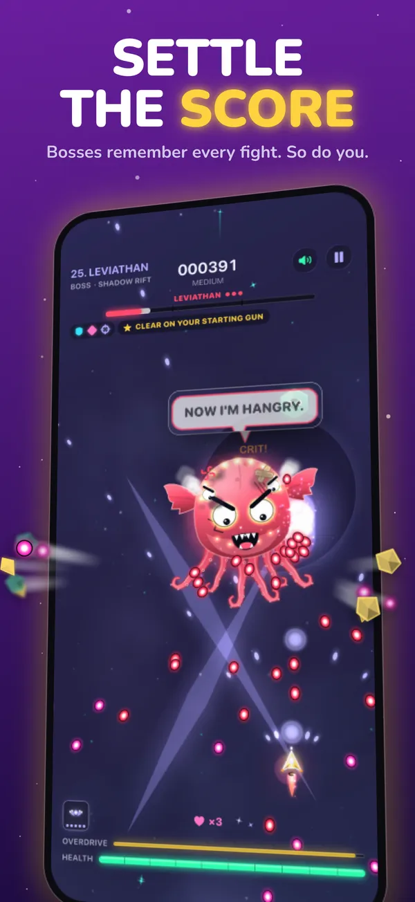 Settle the score: a boss taunting the player